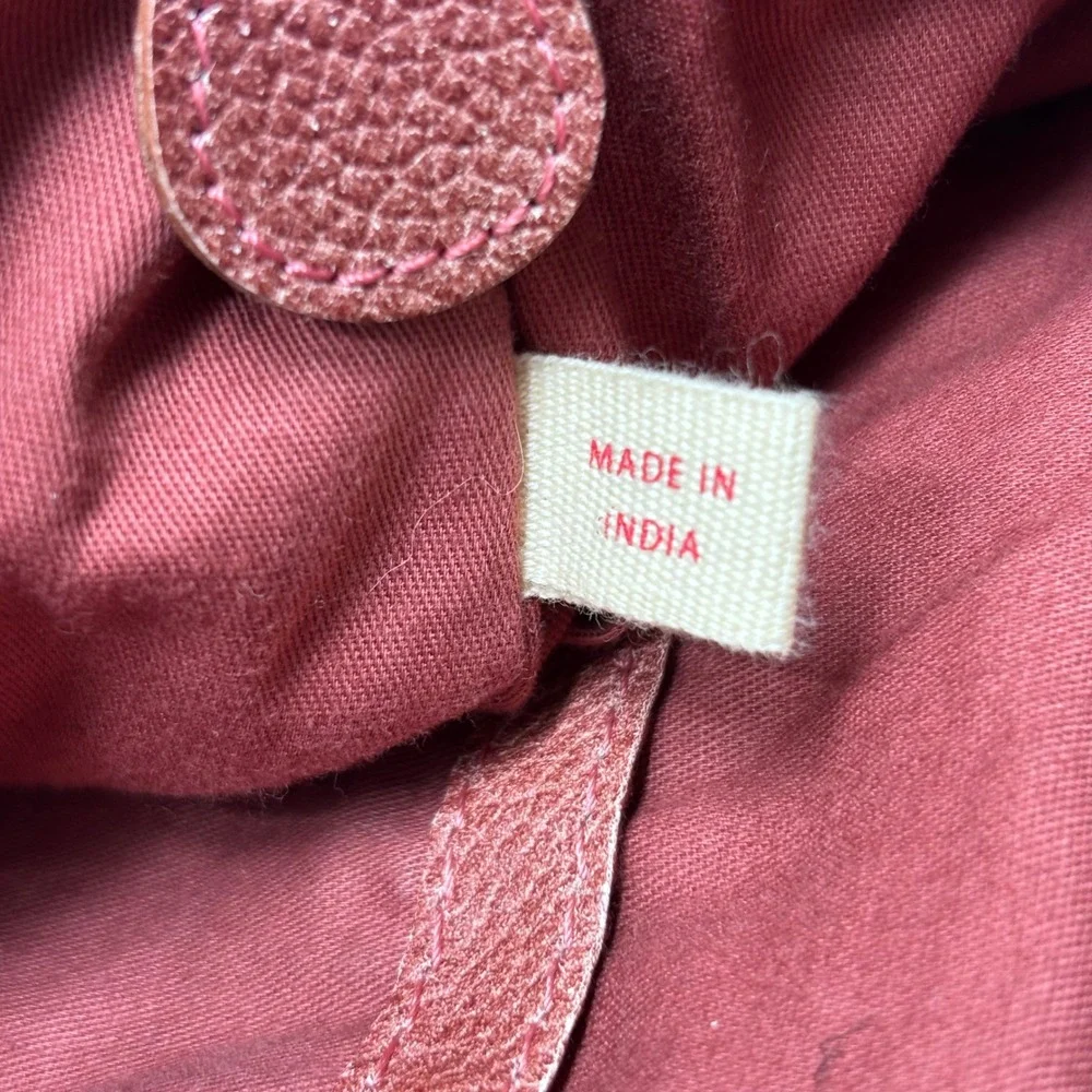 Lucky Penny Hobo Shoulder‎ Bag Cotton with Red Leather Leaf Accent Anthropologie